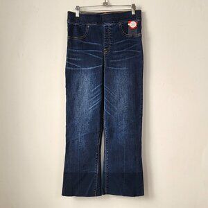 NWT Spanx Cropped Flair Denim Raw Hem High Rise Stretch Dark Wash Jeans 20231R